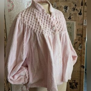 SOLD Charming Vintage Granny Chic Pale Pink Chenille Bed Jacket